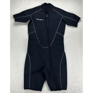 Sea Skin Wetsuit Adult Small Unisex 3/4 Length Front Zip Black & Blue Stitch